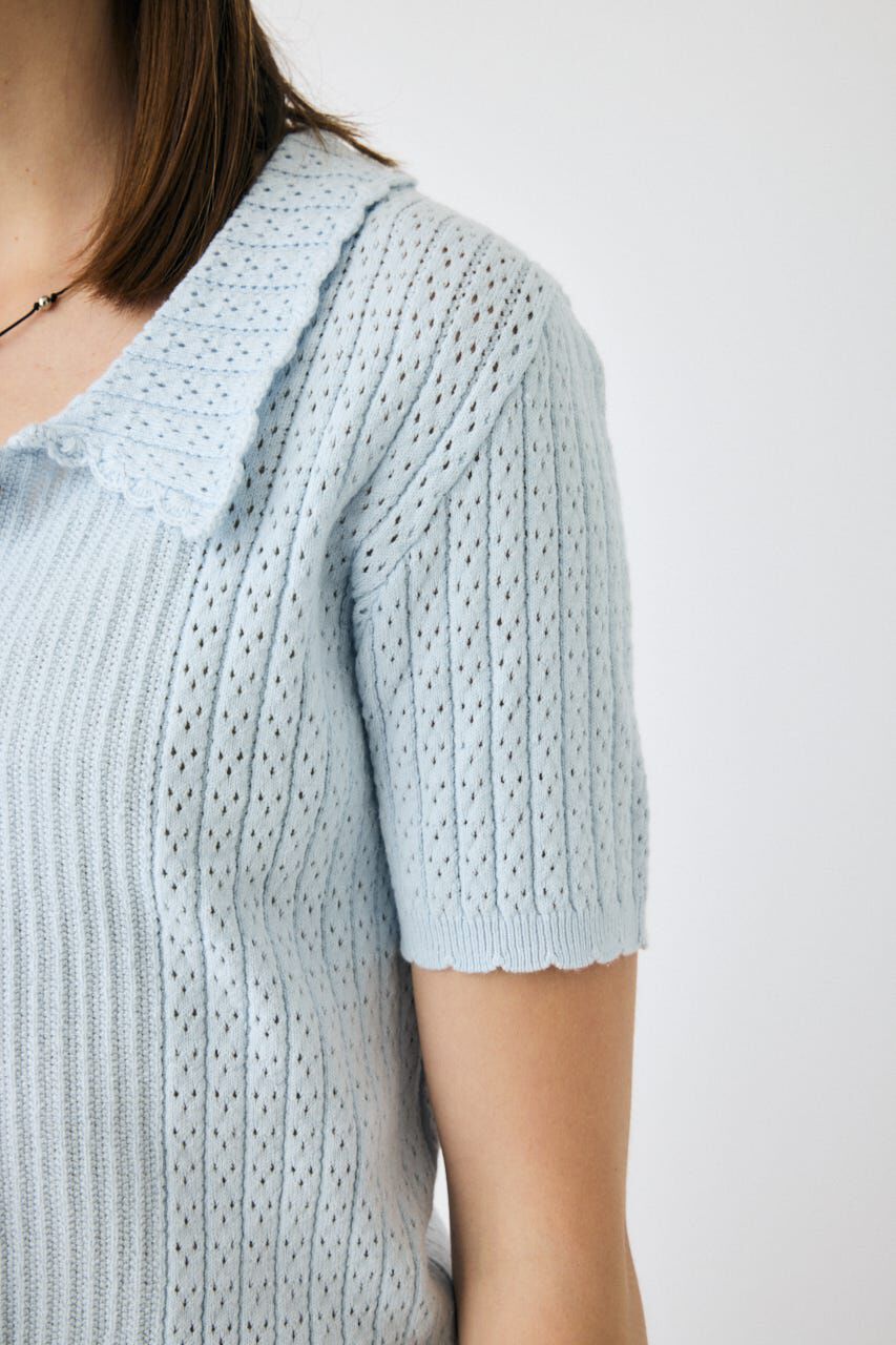 MOUSSY「POINTELLE KNIT H/S シャツ」|ニット・セーター|