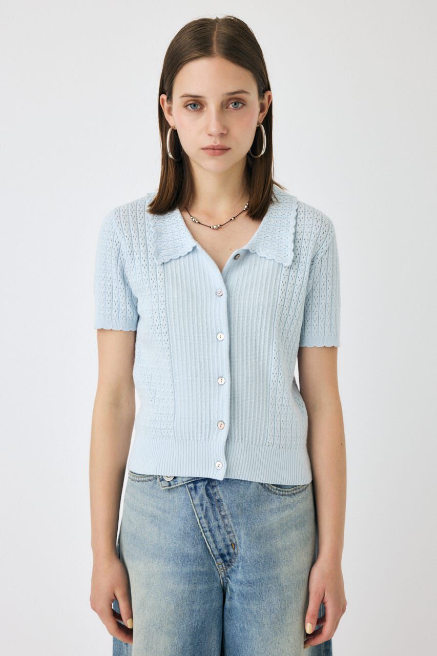 MOUSSY「POINTELLE KNIT H/S シャツ」|ニット・セーター|