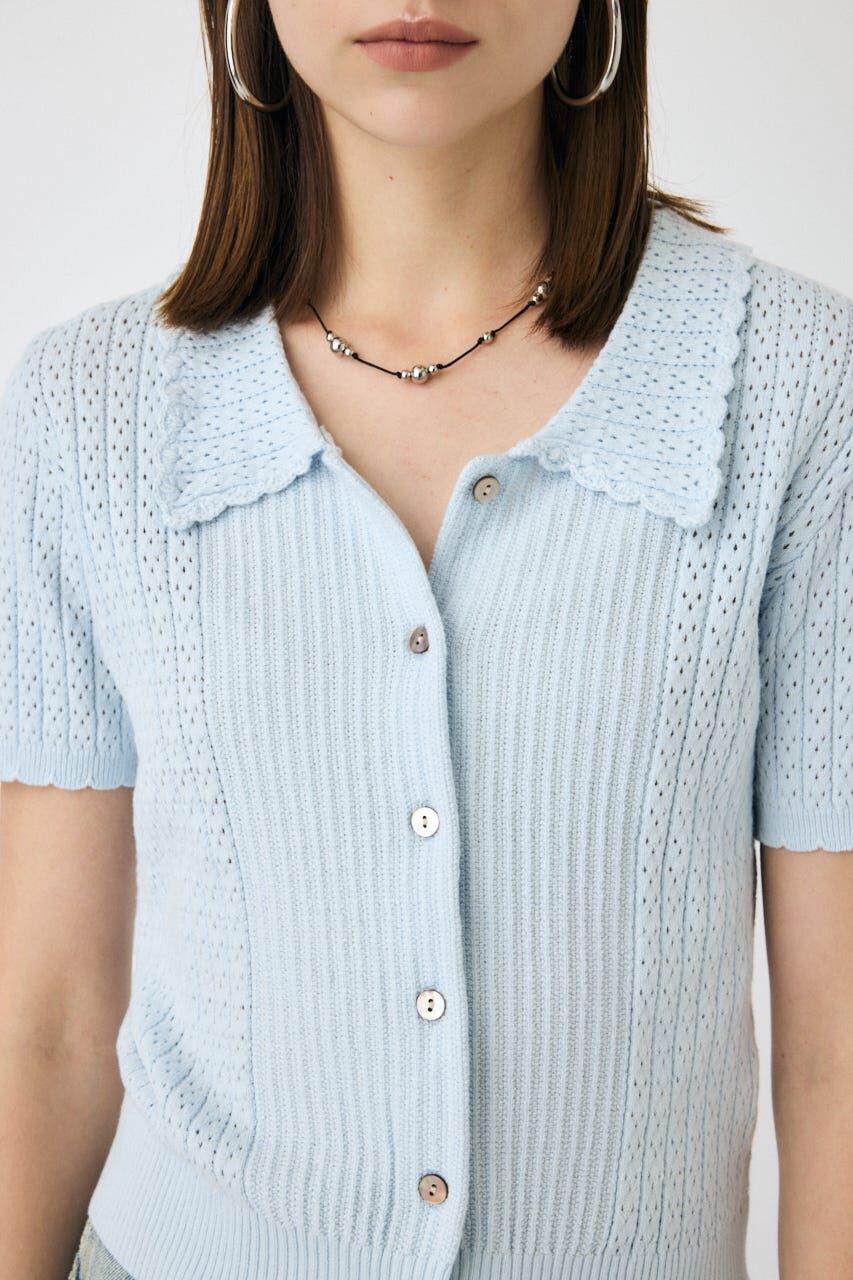MOUSSY「POINTELLE KNIT H/S シャツ」|ニット・セーター|