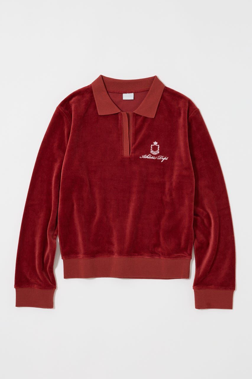 MOUSSY「VELOUR POLO ロングスリーブＴシャツ」|Tシャツ・カットソー|RED