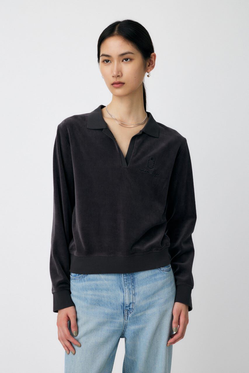 MOUSSY「VELOUR POLO ロングスリーブＴシャツ」|Tシャツ・カットソー|GRY