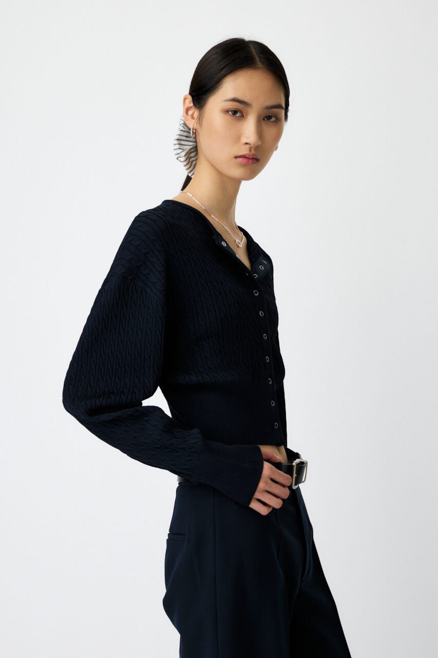 MOUSSY「LOGO CABLE カーディガン」|カーディガン|