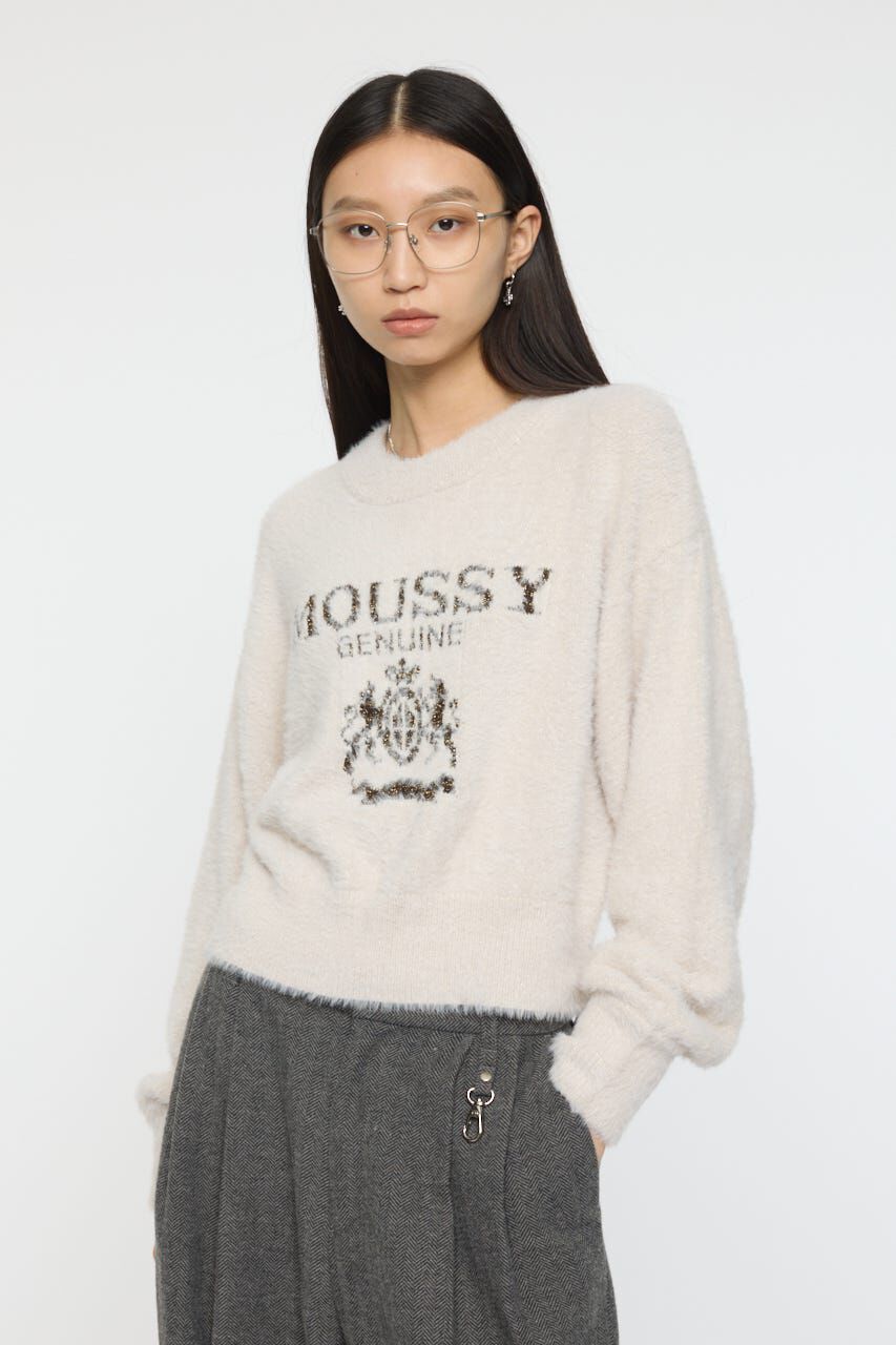 MOUSSY「FLUFFY MOUSSY KNIT トップス」|ニット・セーター|O/WHT1