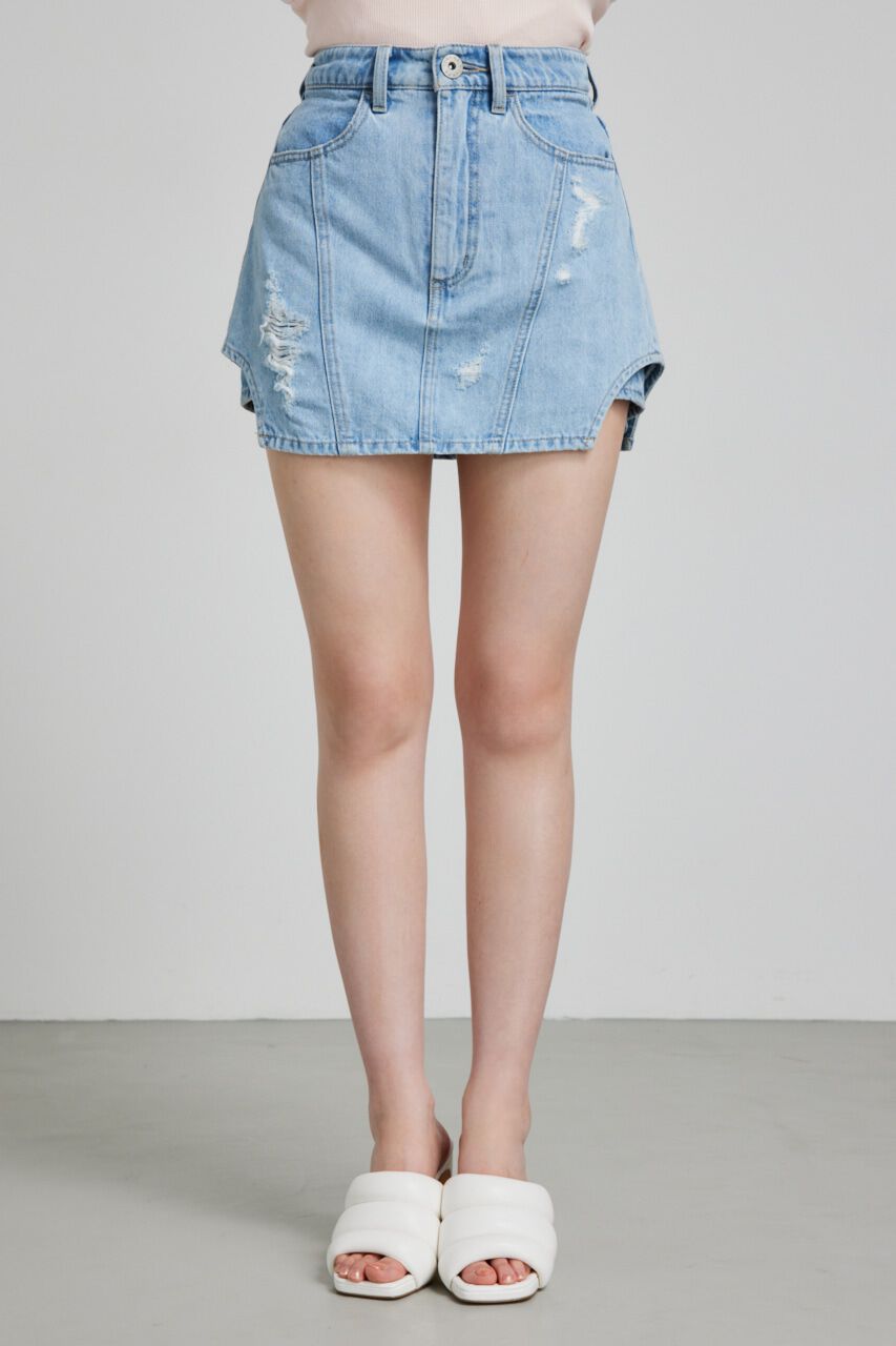 rienda「サイドカットデニムショートパンツ」|デニム|