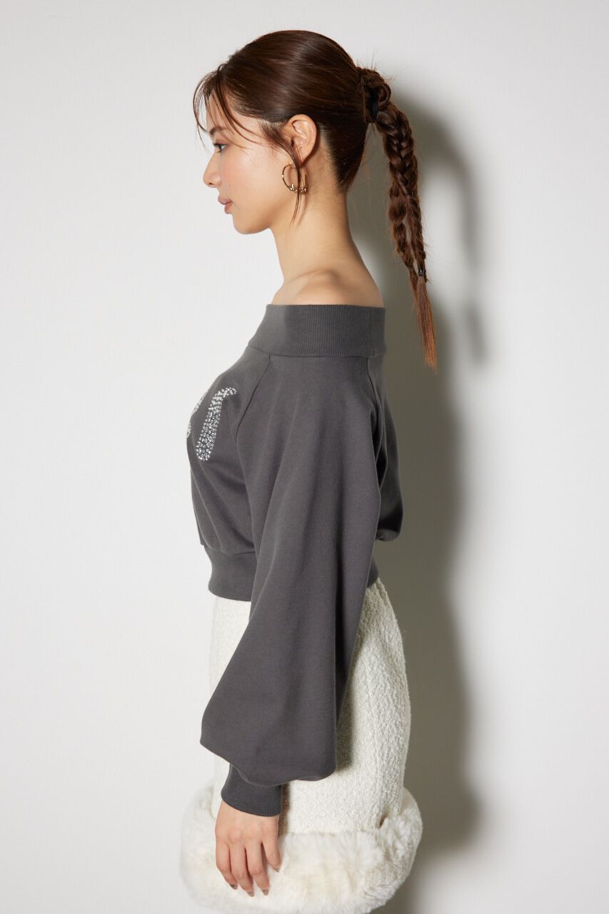 rienda「オフショルBIGロゴスウェットトップス」|Tシャツ・カットソー|