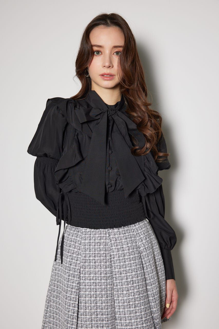 rienda「2WAYボウタイクロップドブラウス」|シャツ・ブラウス|