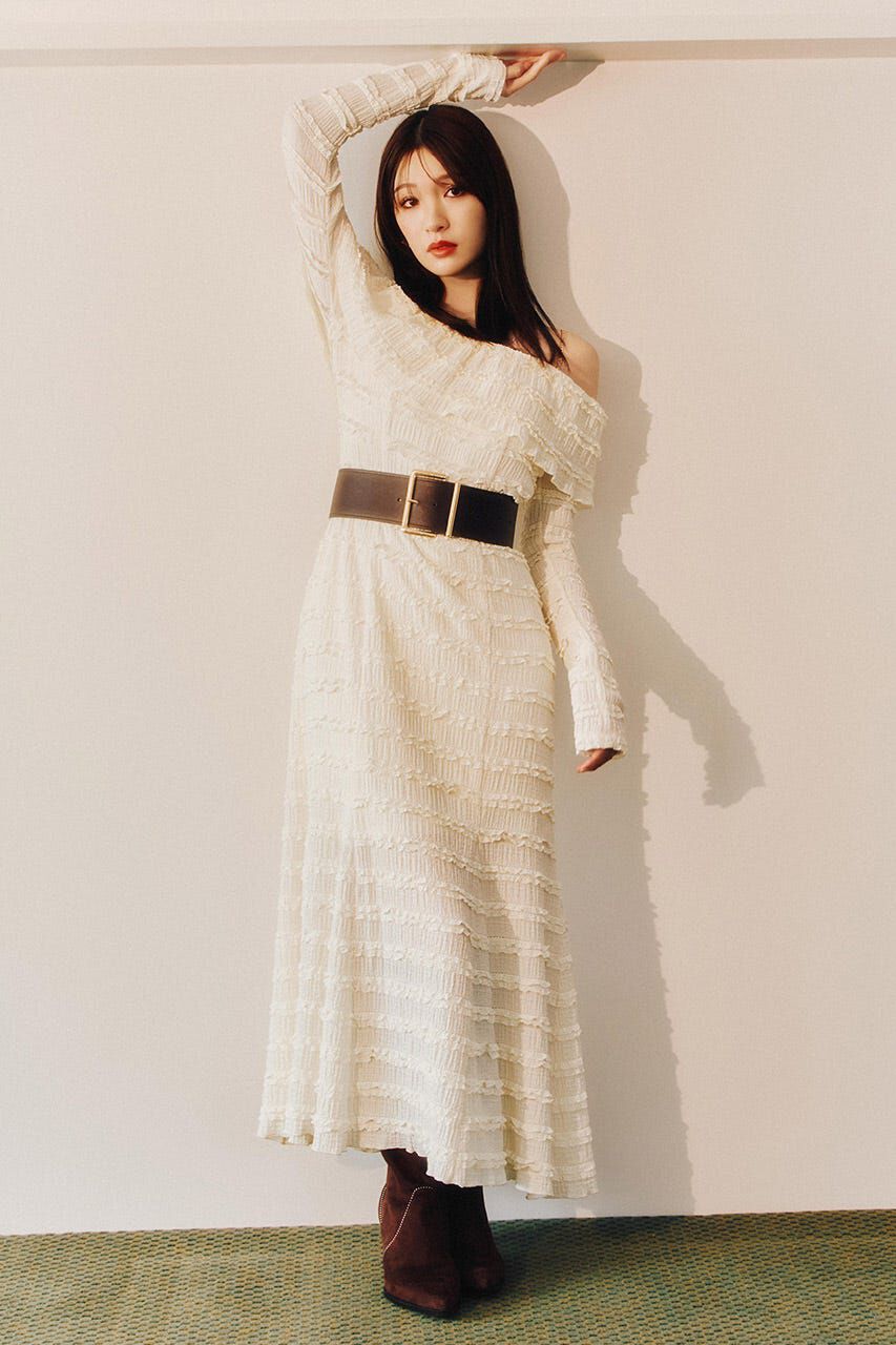 rienda「レースカットオフショルワンピース」|ワンピース|WHT