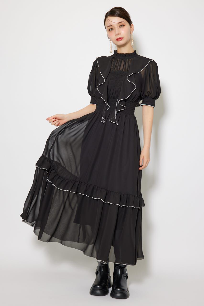 rienda「フロントロングフリルマルチパターンワンピース」|ワンピース|