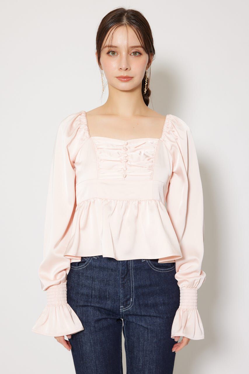 rienda「ギャザーペプラムブラウス」|シャツ・ブラウス|