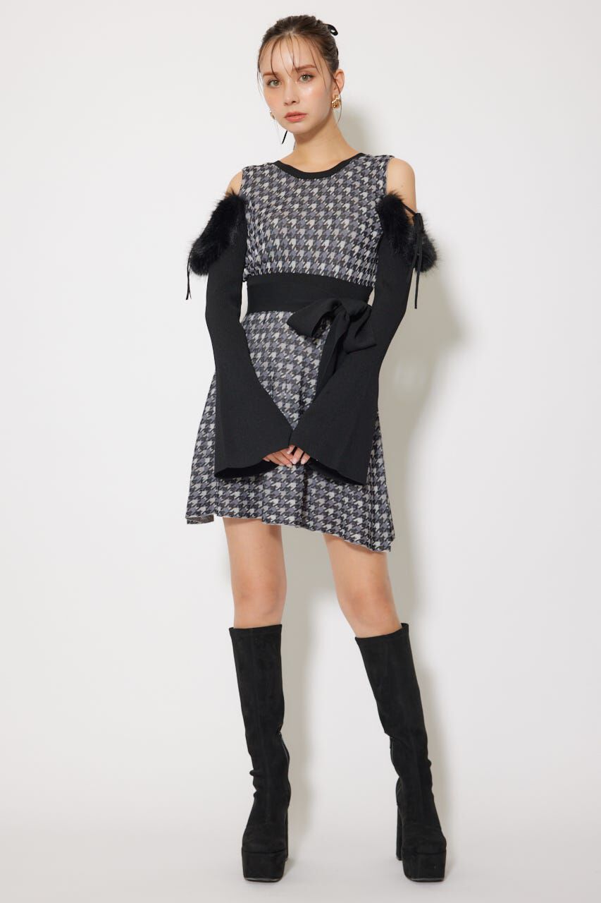 rienda「many wayフェイクファージャガードミニニットワンピース」|ワンピース|