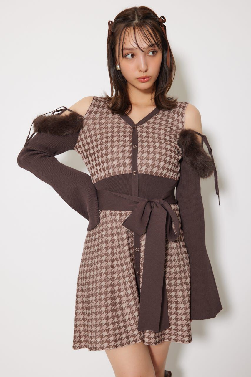 rienda「many wayフェイクファージャガードミニニットワンピース」|ワンピース|