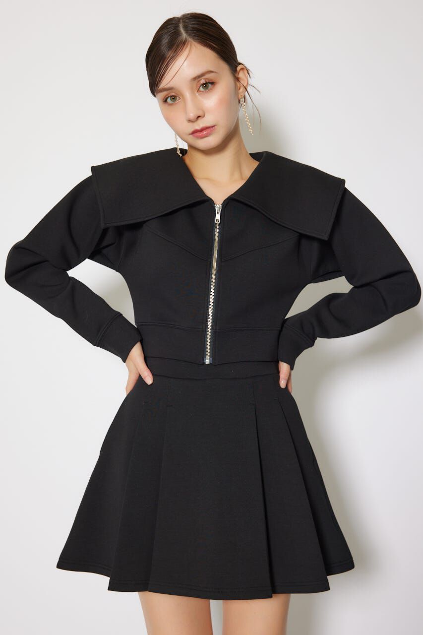 rienda「BIGカラーフロントZIPトップス」|Tシャツ・カットソー|