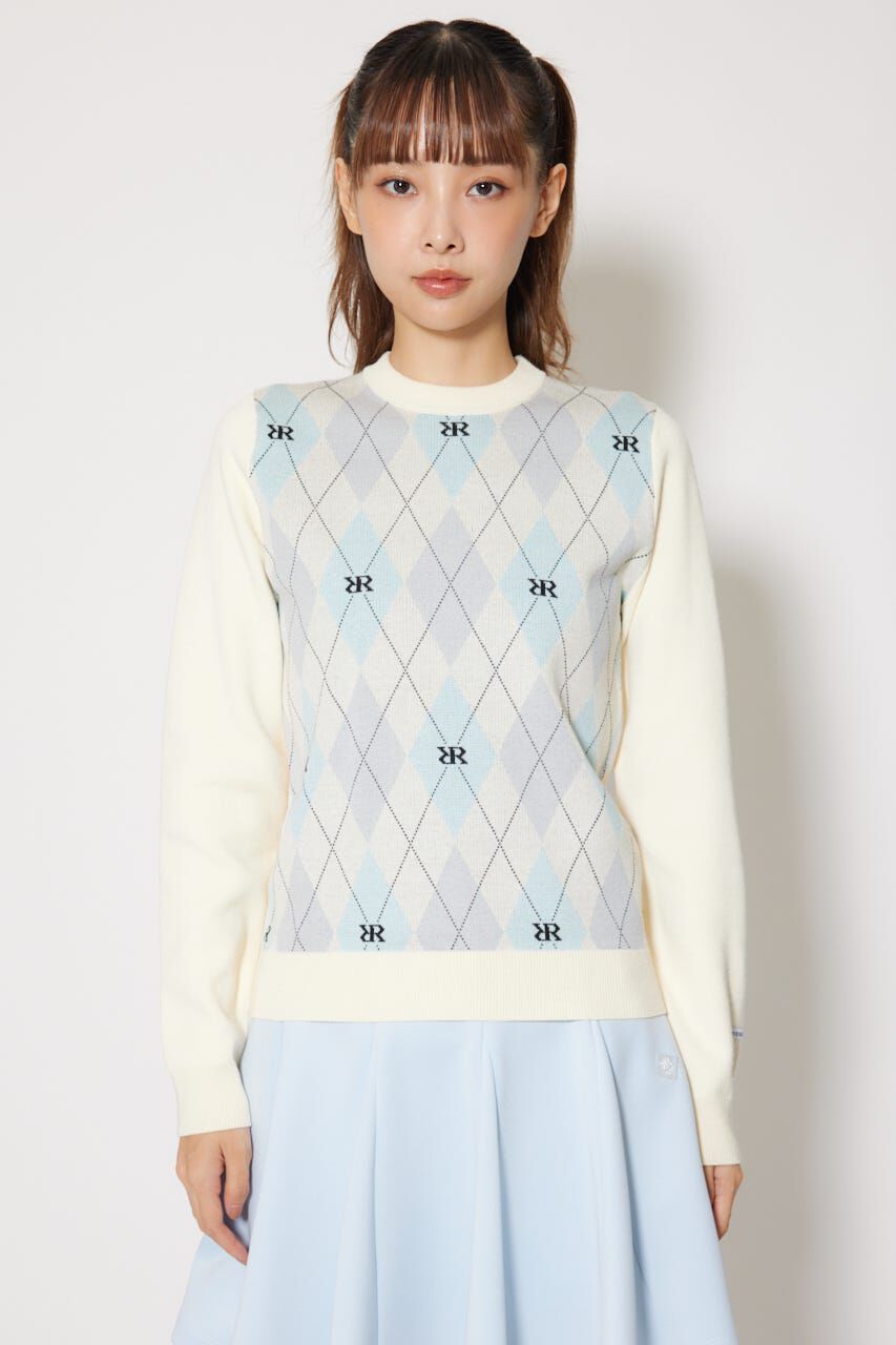 rienda「アーガイルジャガードニットトップス」|ニット・セーター|