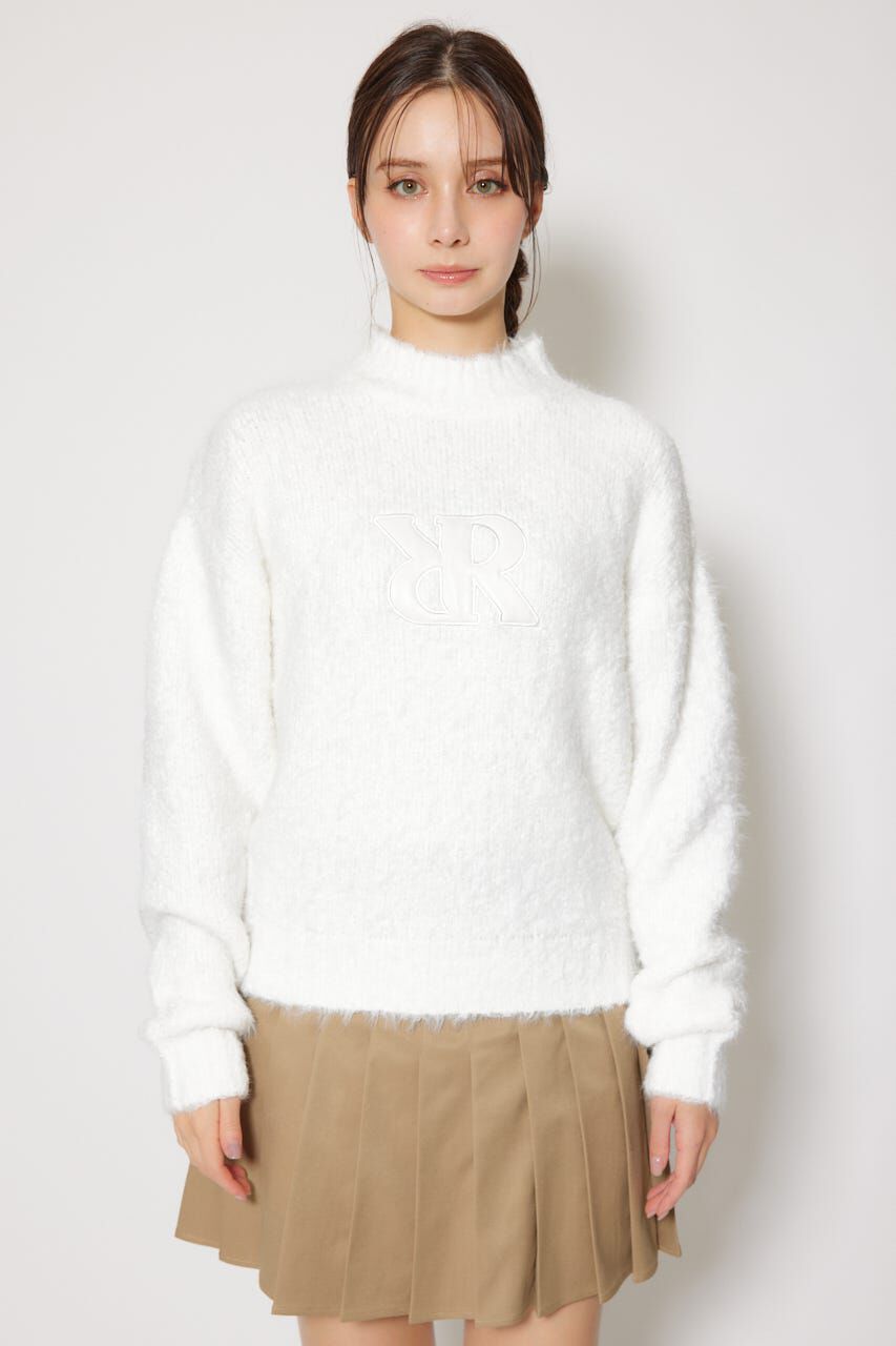 rienda「フェイクレザーロゴシャギーニットトップス」|ニット・セーター|