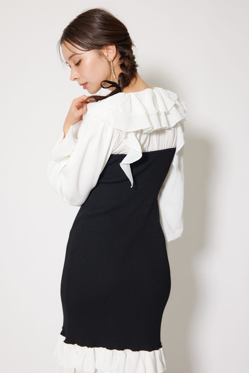 rienda「ダブルフリルコンビニットワンピース」|ワンピース|