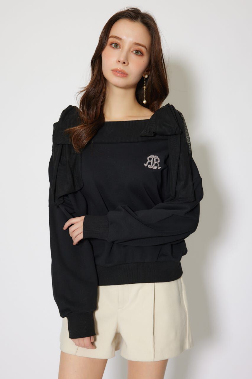 rienda「2WAYチュールオフショルスウェットトップス」|Tシャツ・カットソー|BLK