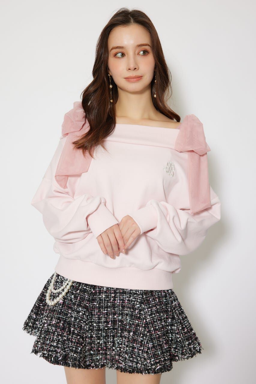 rienda「2WAYチュールオフショルスウェットトップス」|Tシャツ・カットソー|PNK