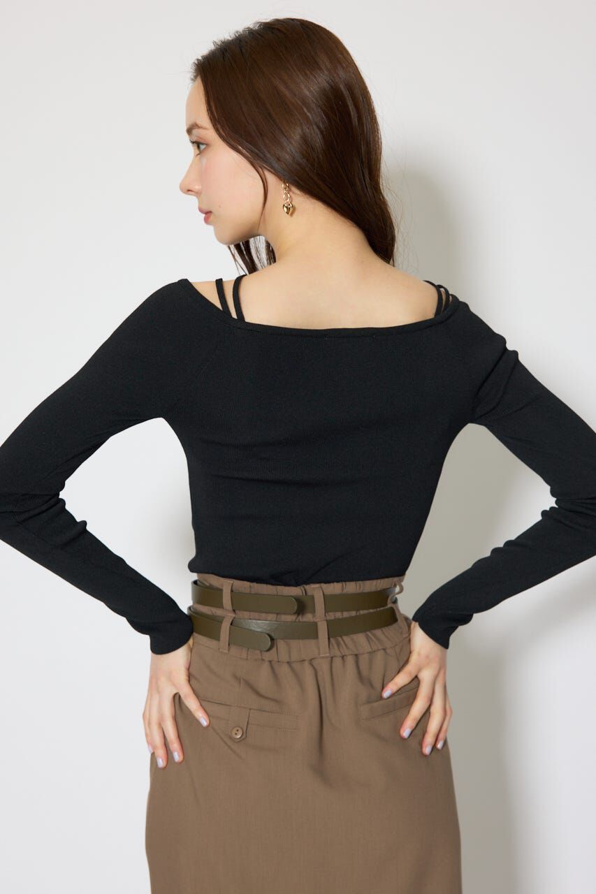 rienda「ストリングタイトニットトップス」|ニット・セーター|