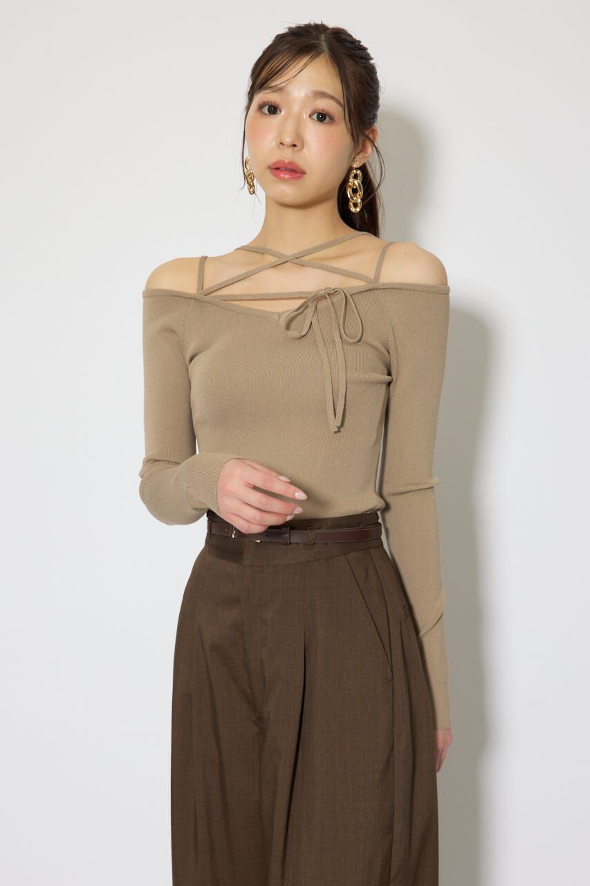 rienda「ストリングタイトニットトップス」|ニット・セーター|