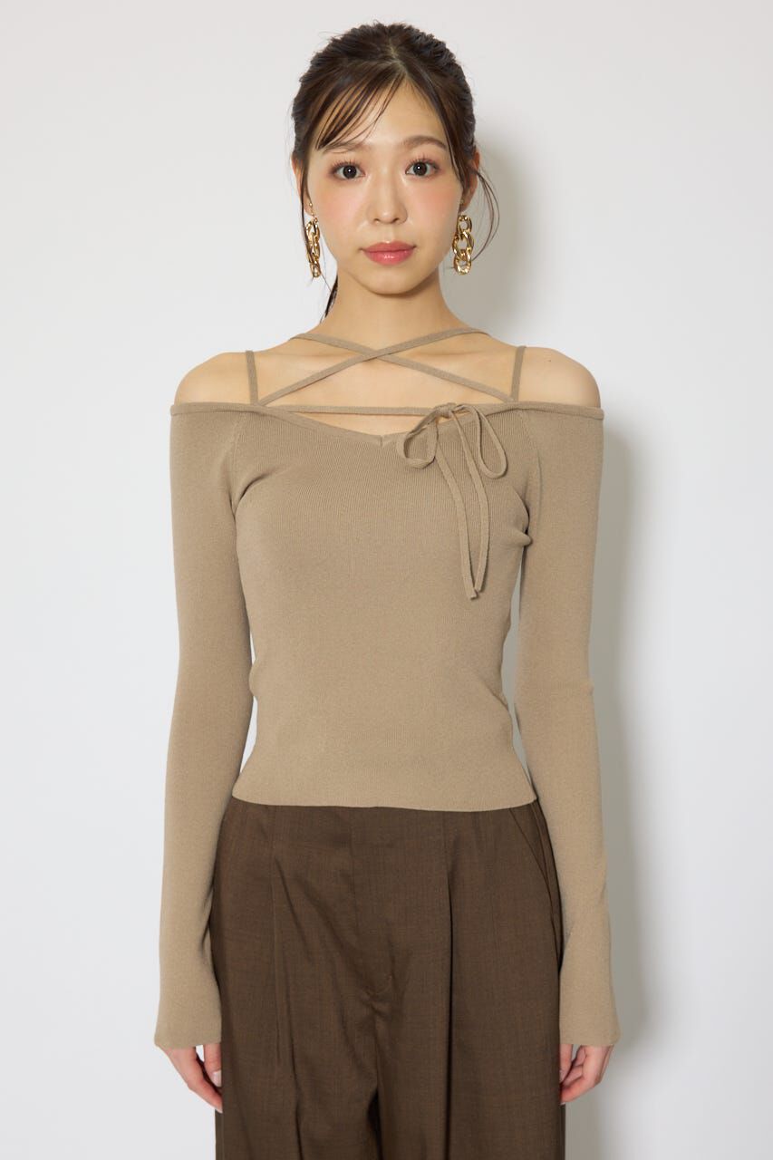 rienda「ストリングタイトニットトップス」|ニット・セーター|