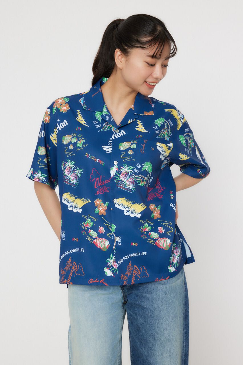 RODEO CROWNS「Orion Beer x RCS ORオープンカラーシャツ」|シャツ・ブラウス|柄NVY5