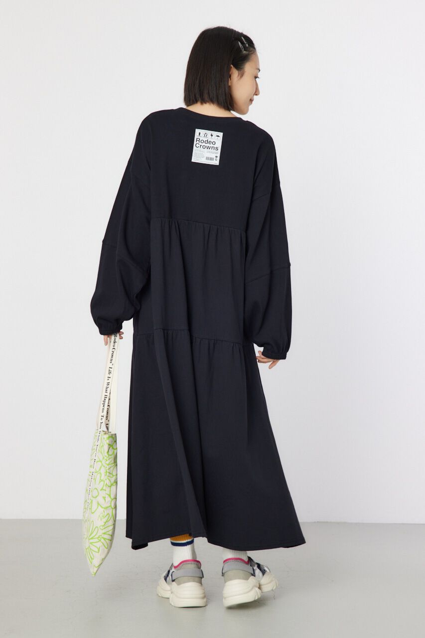 RODEO CROWNS「ネームパッチティアードマキシワンピース」|ワンピース|BLK
