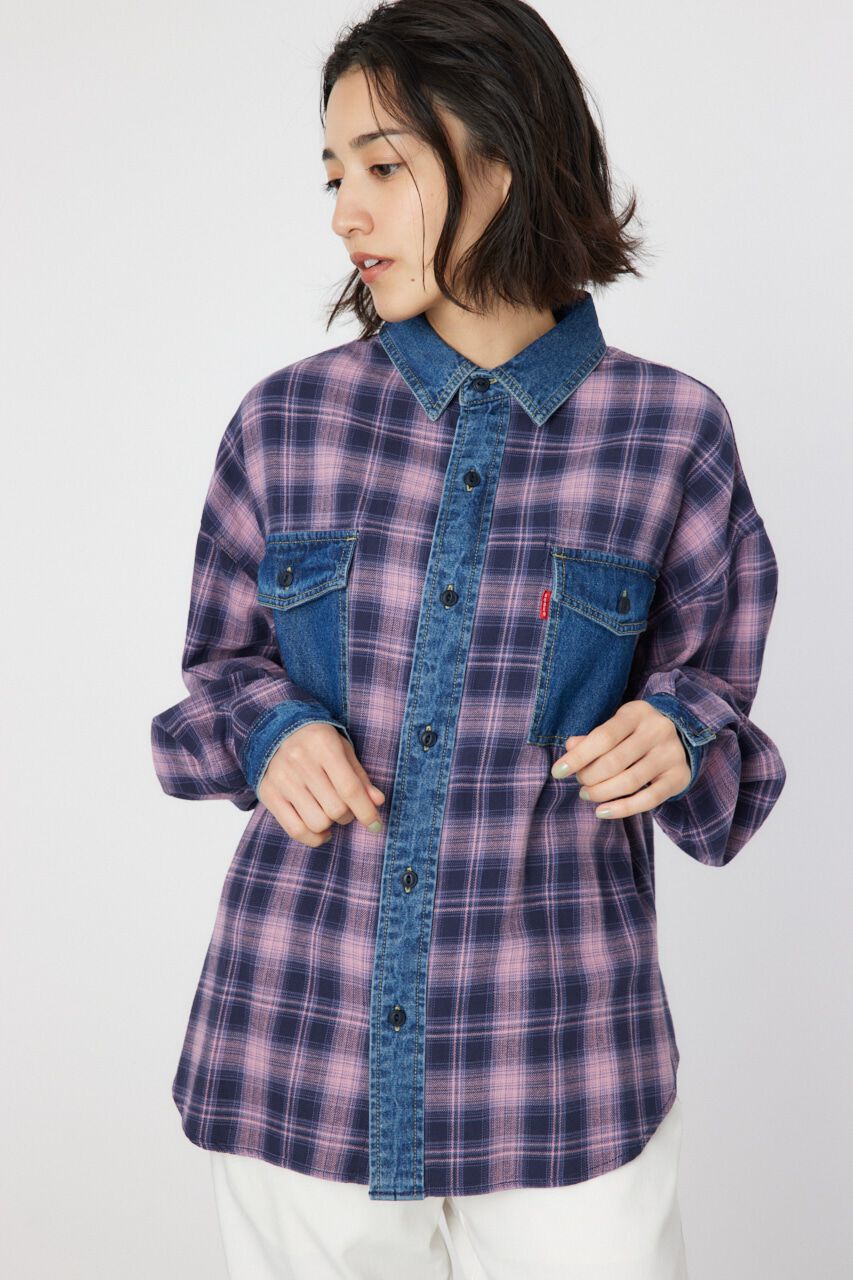 RODEO CROWNS「デニムドッキングチェックシャツ」|シャツ・ブラウス|