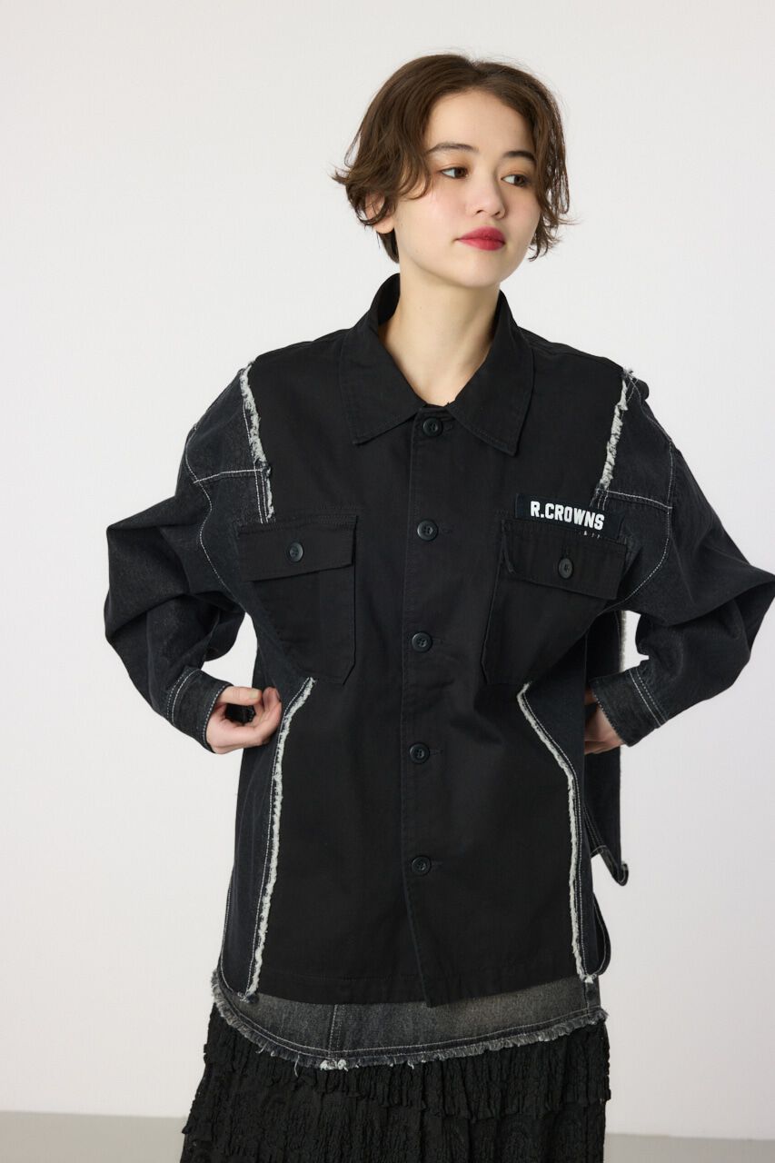 RODEO CROWNS「デニムドッキングミリタリールーズシャツ」|シャツ・ブラウス|