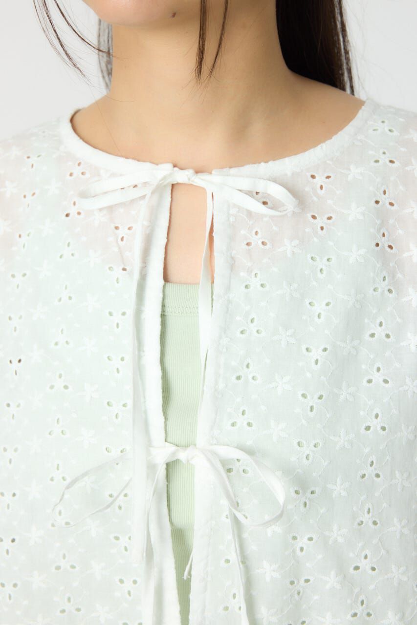 RODEO CROWNS「ノーカラーレースカーディガン」|シャツ・ブラウス|