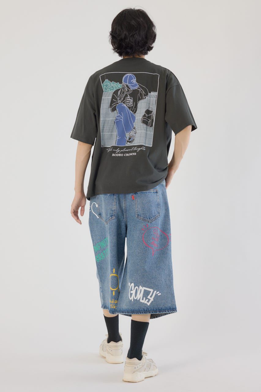 RODEO CROWNS「ラクガキバミューダデニムパンツ」|デニム|