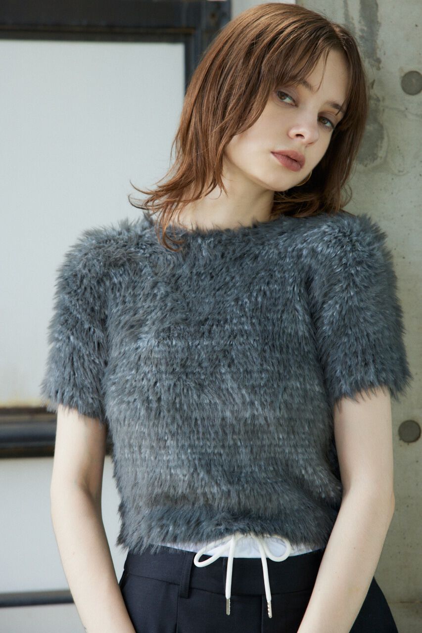 SLY「MIX SHAGGY TINY Tシャツ」|ニット・セーター|