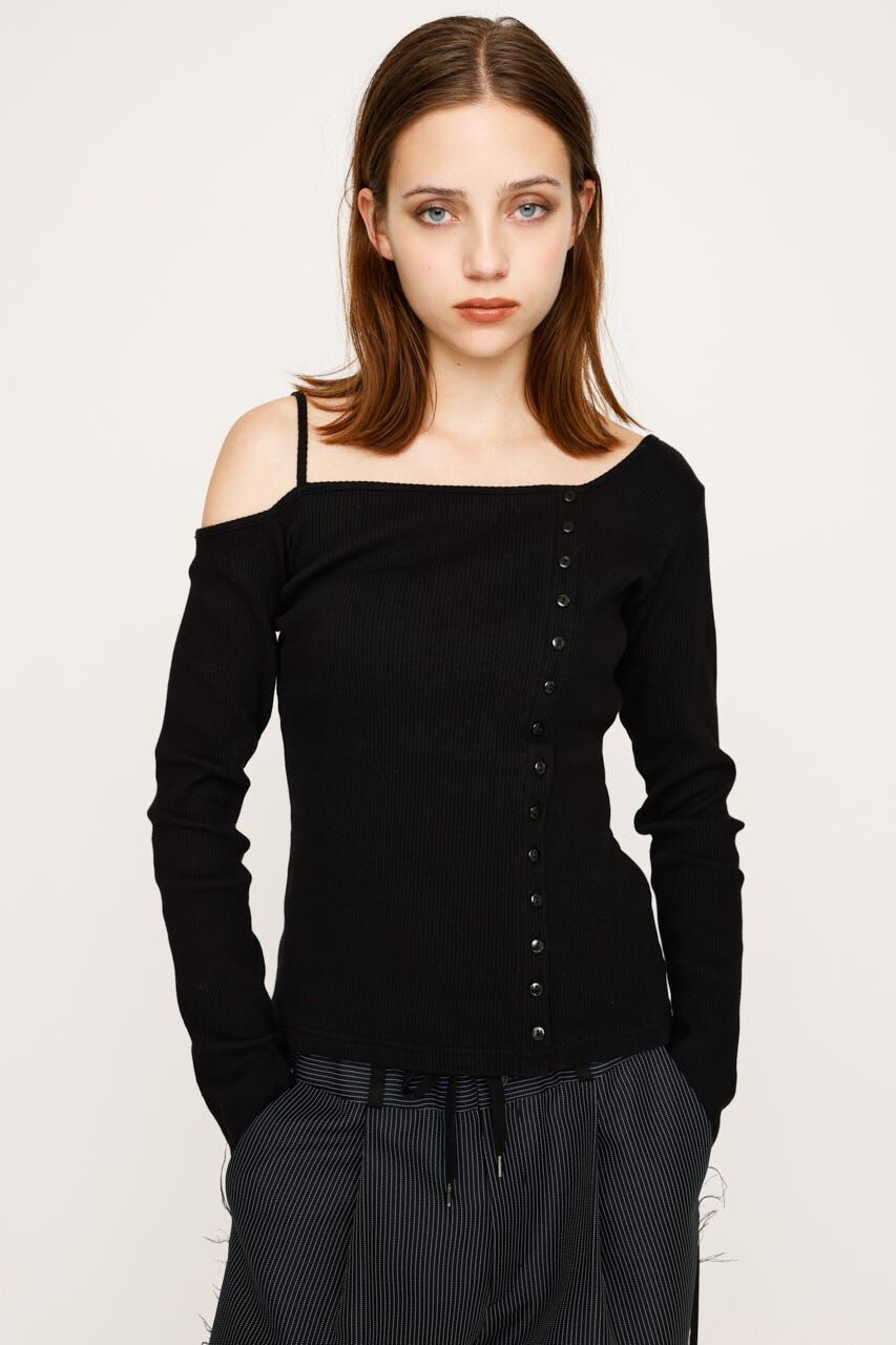 SLY「ASYMMETRY BUTTON トップス」|Tシャツ・カットソー|