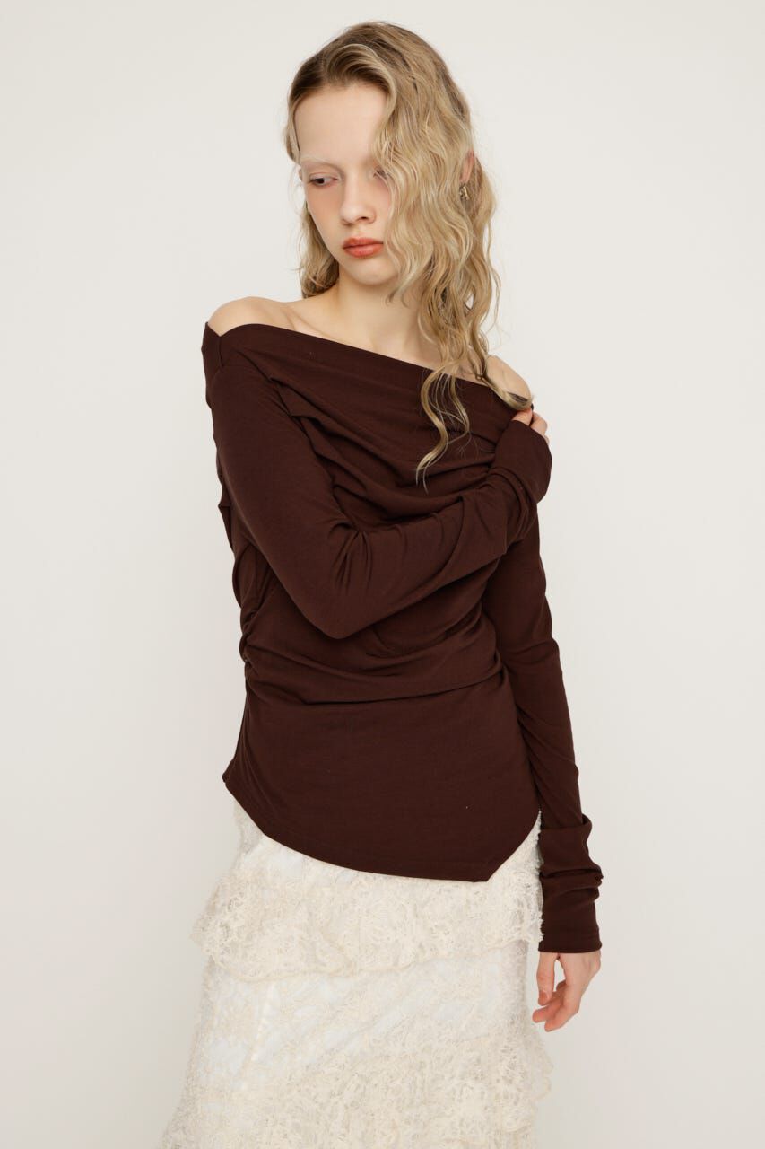 SLY「OFF SHOULDER TUCK トップス」|Tシャツ・カットソー|