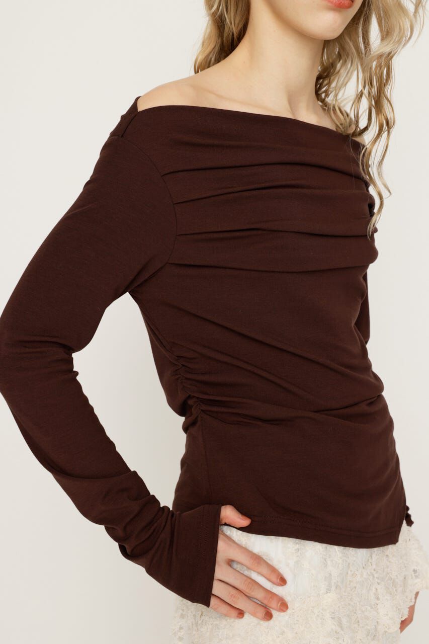 SLY「OFF SHOULDER TUCK トップス」|Tシャツ・カットソー|