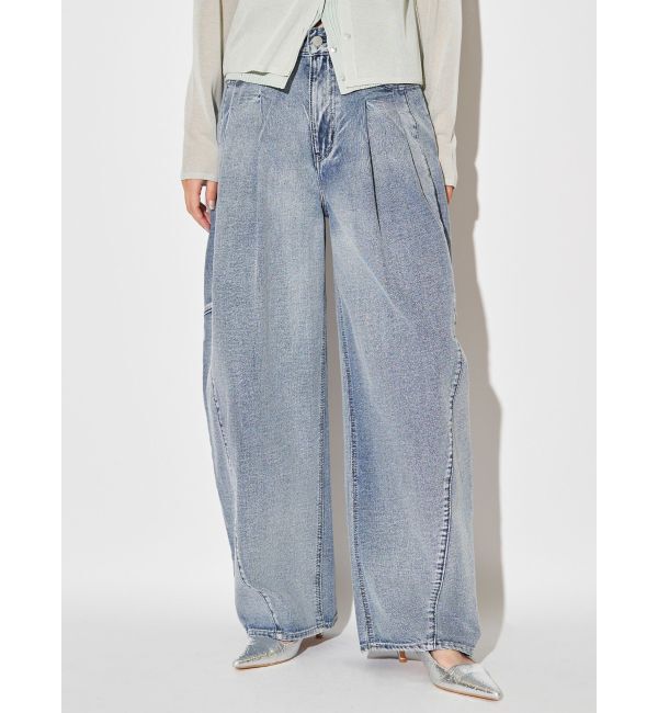 ELENDEEK「PANEL TUK DENIM WIDE PT」|デニム|アイスブルー