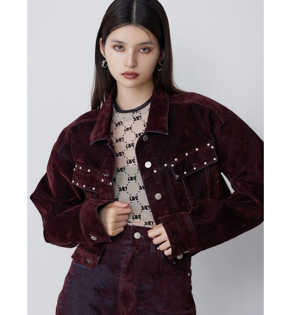 MURUA「フロッキーデニムジャケット」|デニムジャケット|ボルドー