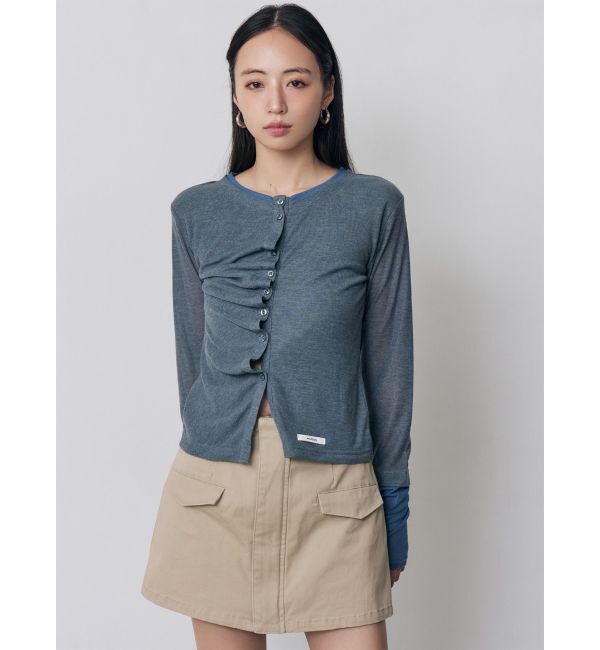 MURUA「ウェーブバイカラーカーデトップス」|カーディガン|