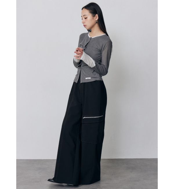 MURUA「ウェーブバイカラーカーデトップス」|カーディガン|