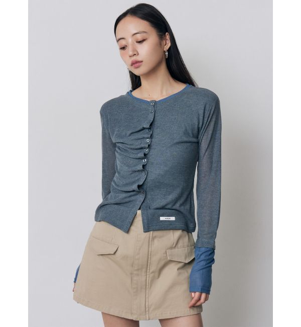 MURUA「ウェーブバイカラーカーデトップス」|カーディガン|