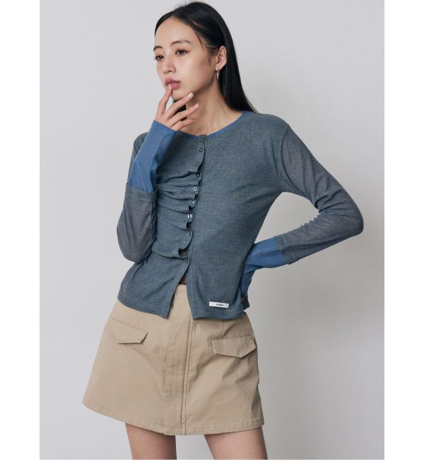 MURUA「ウェーブバイカラーカーデトップス」|カーディガン|