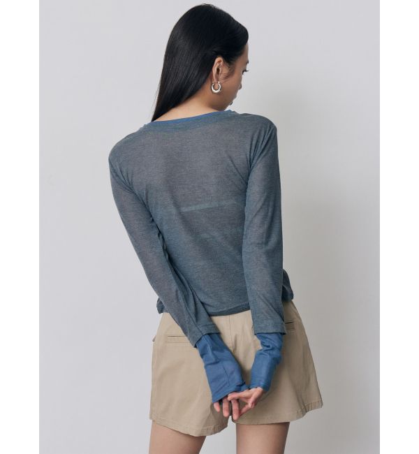 MURUA「ウェーブバイカラーカーデトップス」|カーディガン|