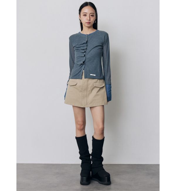 MURUA「ウェーブバイカラーカーデトップス」|カーディガン|