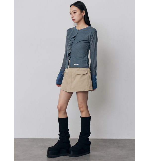 MURUA「ウェーブバイカラーカーデトップス」|カーディガン|