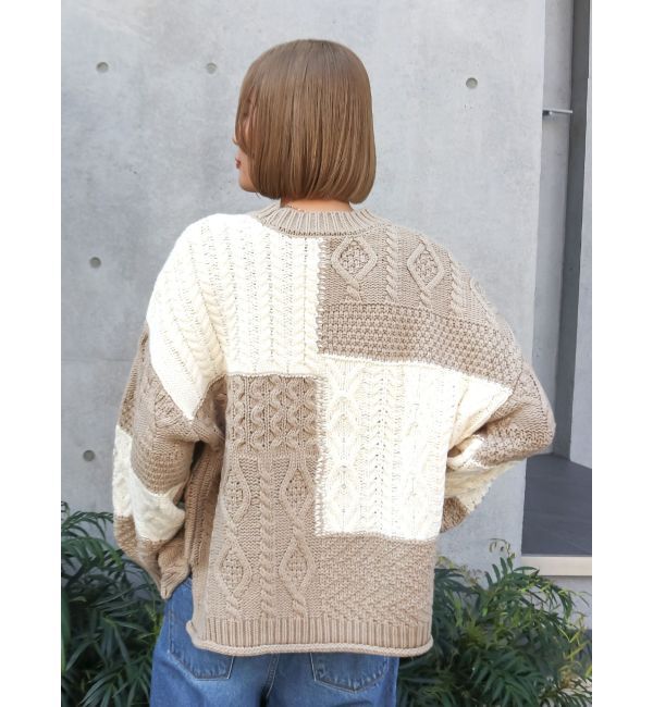 Ungrid「【WEB限定】パッチワークケーブルニット」|ニット・セーター|