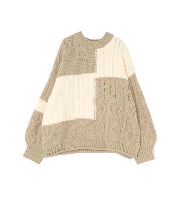 Ungrid「【WEB限定】パッチワークケーブルニット」|ニット・セーター|