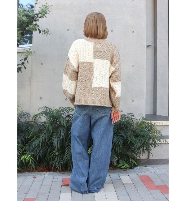 Ungrid「【WEB限定】パッチワークケーブルニット」|ニット・セーター|