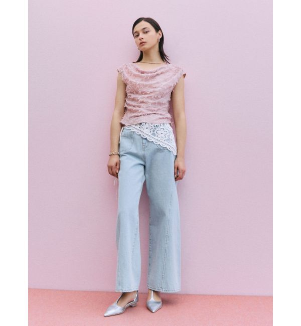 LAGUNAMOON「パッチポケットセミワイドデニムパンツ」|デニム|