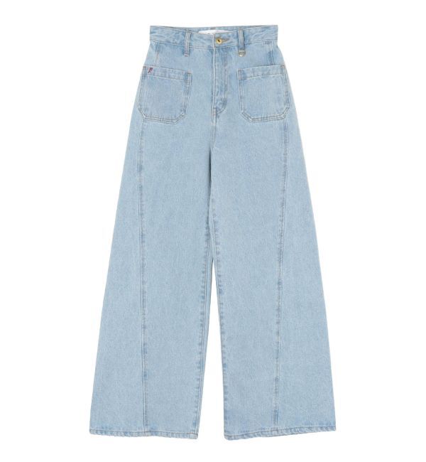 LAGUNAMOON「パッチポケットセミワイドデニムパンツ」|デニム|