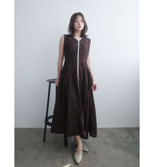 LAGUNAMOON「カットジャガードパイピングワンピース」|ワンピース|ブラウン