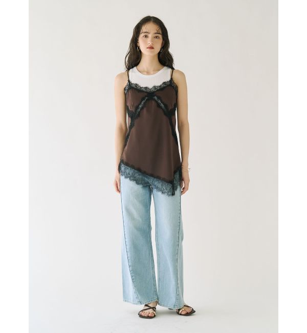 LAGUNAMOON「【Leeコラボ】セミワイドベルトデニムパンツ」|デニム|